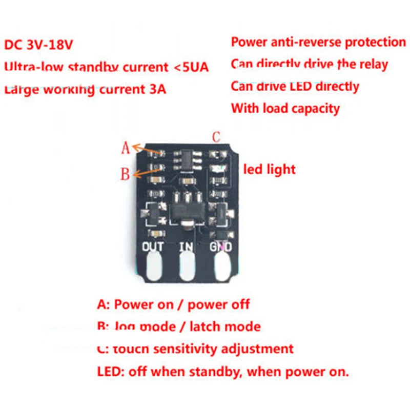DC 3V-18V 12V 2A Capacitive Touch Bistable Electronic Switch Module Mini Touch Switch LED Relay 5V For Acrylic Glass Ceramic