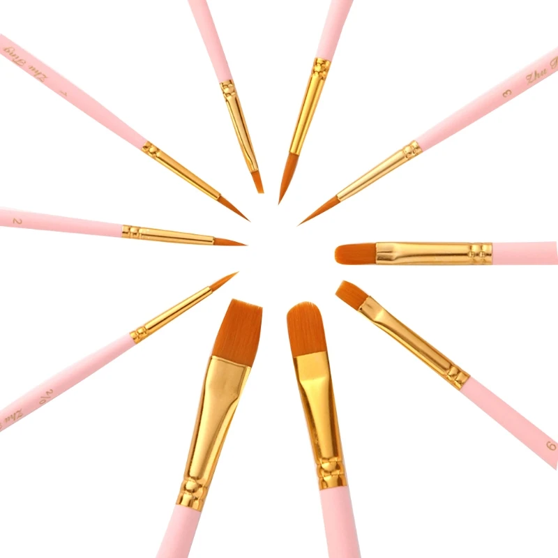 10pcs Nylon Hair Watercolor Paint Brush Pen Set for DIY Oil Acrylic Painting Art 
10pcs Nylon Hair Watercolor Paint Brush Pen Set for DIY Oil Acrylic Painting Art