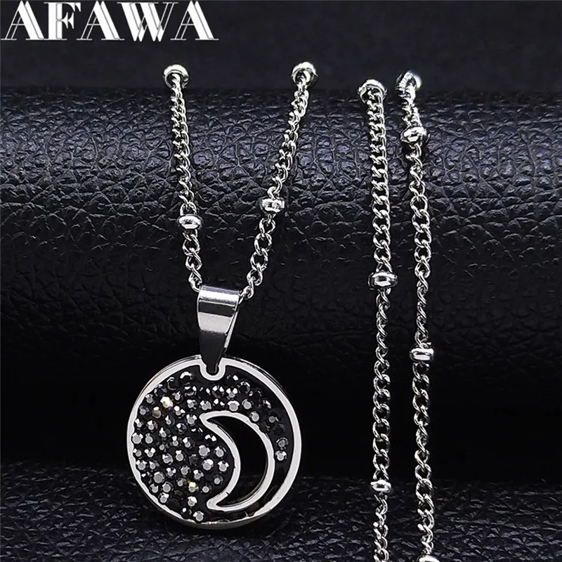 Moon Stainless Steel Black Crystal Statement Necklace Women Silver Color Small Charm Necklaces Jewelry collares N4886S01
Moon Stainless Steel Black Crystal Statement Necklace Women Silver Color Small Charm Necklaces Jewelry collares N4886S01