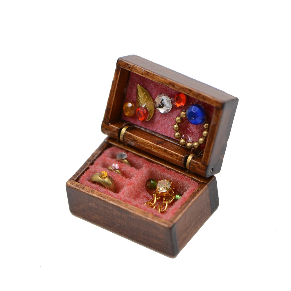 Mini 1:12 scale Dollhouse Retro Luxury Makeup Case Jewelry Box Chinese Style Doll House Decor | Игрушки и хобби