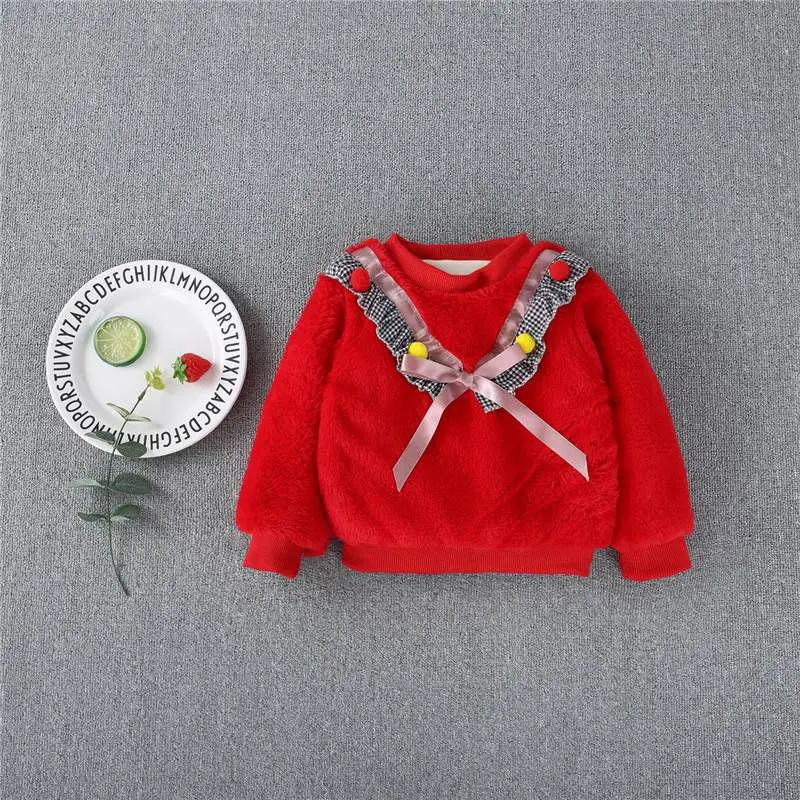 Теплый зимний вельветовый свитер с мехом для девочек детский утепленный пуловер