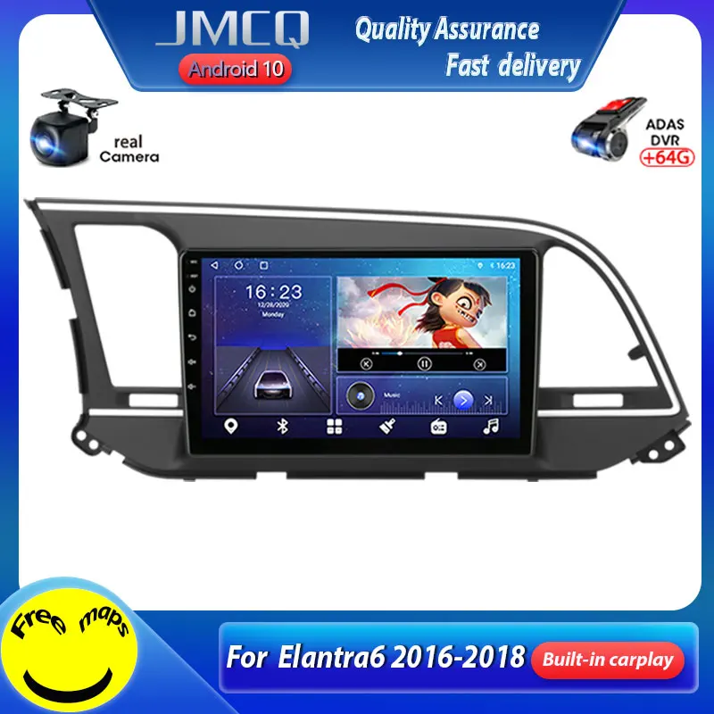 Автомагнитола JMCQ T9 для Hyundai Elantra 6 2015 2016 2017 2018 мультимедийный видеоплеер 2 din Android 9 0