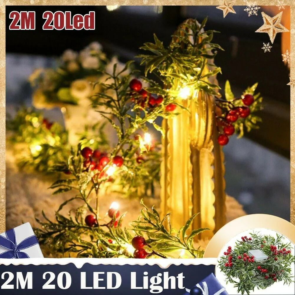 2m DIY Christmas Series Cherry Leaf Light String Red Fruit Light String Pine Needle Copper Wire Lamp Wedding Party Decoration
2m DIY Christmas Series Cherry Leaf Light String Red Fruit Light String Pine Needle Copper Wire Lamp Wedding Party Decoration