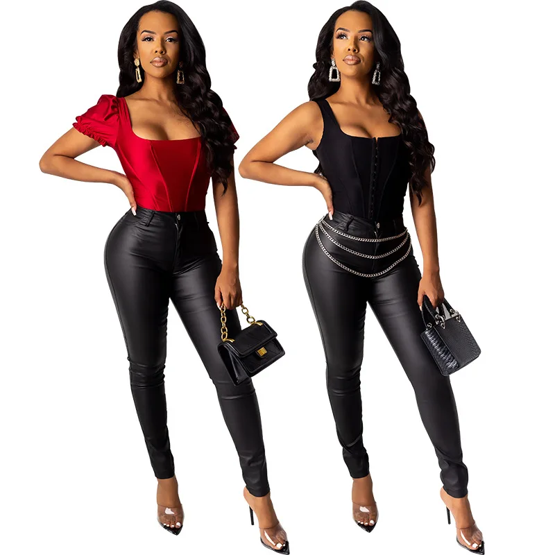 Women Faux Leather Skinny Pants PU Leather Black Fashion High Waist Solid Color Pencil Pants With Stretch Female Tight Trousers
Women Faux Leather Skinny Pants PU Leather Black Fashion High Waist Solid Color Pencil Pants With Stretch Female Tight Trousers