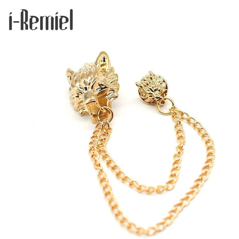 2017 Promotion New Trendy Brooches Broche Europe And The Leading Male Animal Brooch Buckle Shirt Tassels Chain Suit Accessories | Украшения