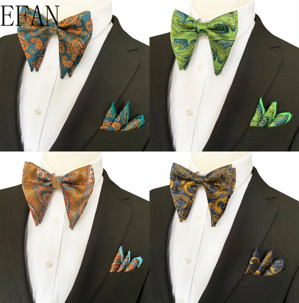 20 Colors Fashion Paisley Flower Big Bow Tie Men's Bowties Pocket Square Set Gold Green Wine Red Yellow Necktie for Man Wedding
20 Colors Fashion Paisley Flower Big Bow Tie Men's Bowties Pocket Square Set Gold Green Wine Red Yellow Necktie for Man Wedding