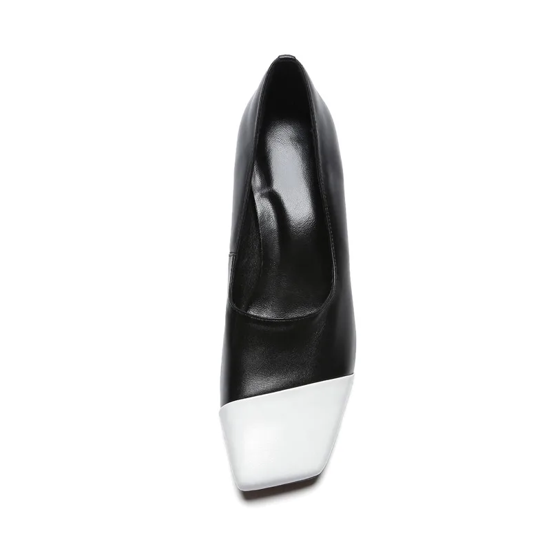 Женские модельные туфли MORAZORA черные или белые из натуральной кожи на высоком