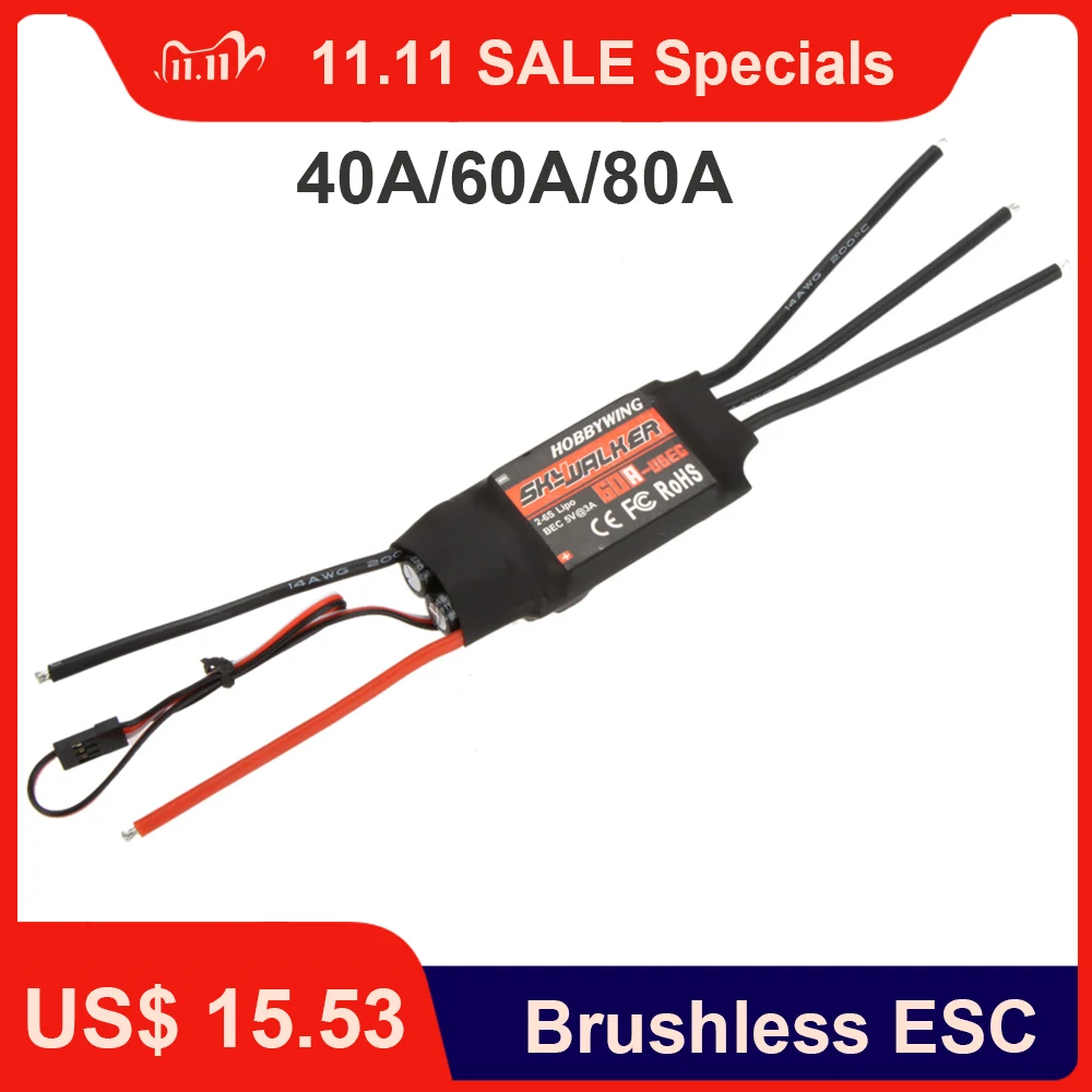 Бесщеточный Регулятор Скорости Hobbywing SkyWalker 40A 80A ESC с UBEC для радиоуправляемых FPV квадрокоптеров радиоуправляемых самолетов вертолетов
Бесщеточный Регулятор Скорости Hobbywing SkyWalker 40A 80A ESC с UBEC для радиоуправляемых FPV квадрокоптеров радиоуправляемых самолетов вертолетов
