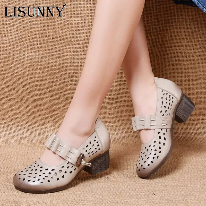 Женские сандалии-гладиаторы LISUNNY, классические черные сандалии из натуральной кожи на высоком каблуке с открытым носком, лето 2021 
Женские сандалии-гладиаторы LISUNNY, классические черные сандалии из натуральной кожи на высоком каблуке с открытым носком, лето 2021