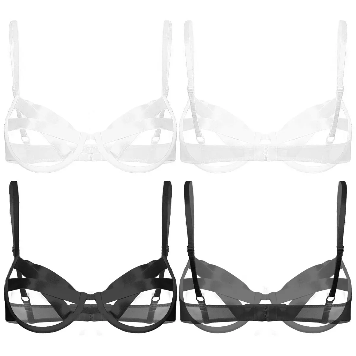 Womens Erotic Lingerie See Through Sheer Mesh Bralette Tops Adjustable Spaghetti Shoulder Straps Cut Out Cups Underwired Bra Top
Womens Erotic Lingerie See Through Sheer Mesh Bralette Tops Adjustable Spaghetti Shoulder Straps Cut Out Cups Underwired Bra Top