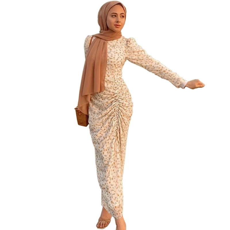 Women Muslim Floral Long Sleeve Maxi Dress Slim Ruched Eid Abaya Islamic Robe K3NF
Women Muslim Floral Long Sleeve Maxi Dress Slim Ruched Eid Abaya Islamic Robe K3NF