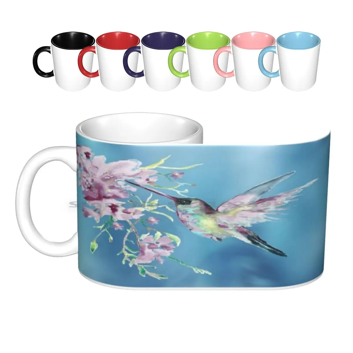 

Lilac Dreams Ceramic Mugs Coffee Cups Milk Tea Mug Hummingbird Humming Hummer Tiny Bird Wildlife Flowers Floral Garden Plant