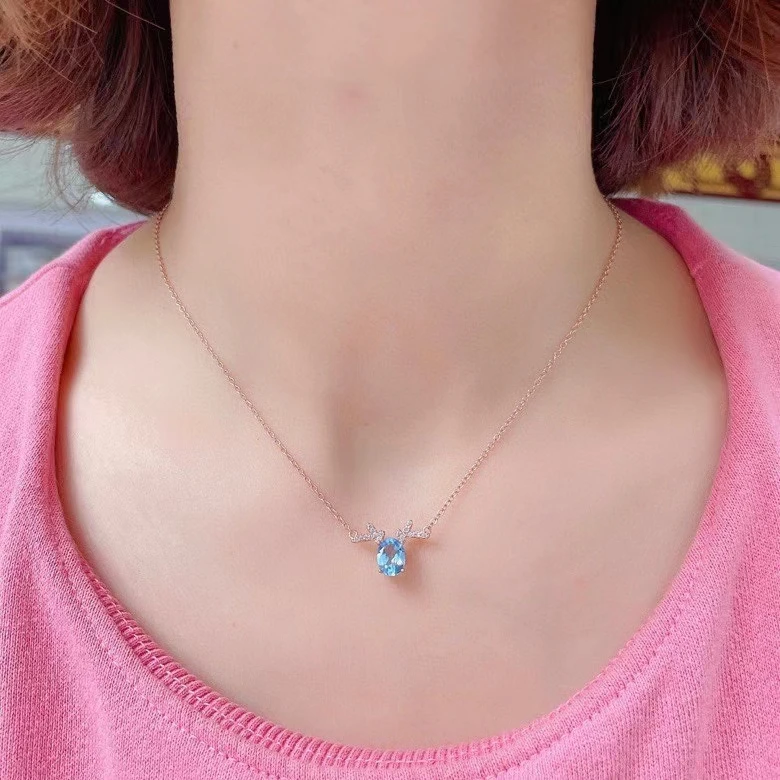 Cute Silver Deer Head Pendant with Gemstone 6*8mm Natural Light Blue Topaz Necklace Pendant 925 Silver Topaz Jewelry Gift
Cute Silver Deer Head Pendant with Gemstone 6*8mm Natural Light Blue Topaz Necklace Pendant 925 Silver Topaz Jewelry Gift