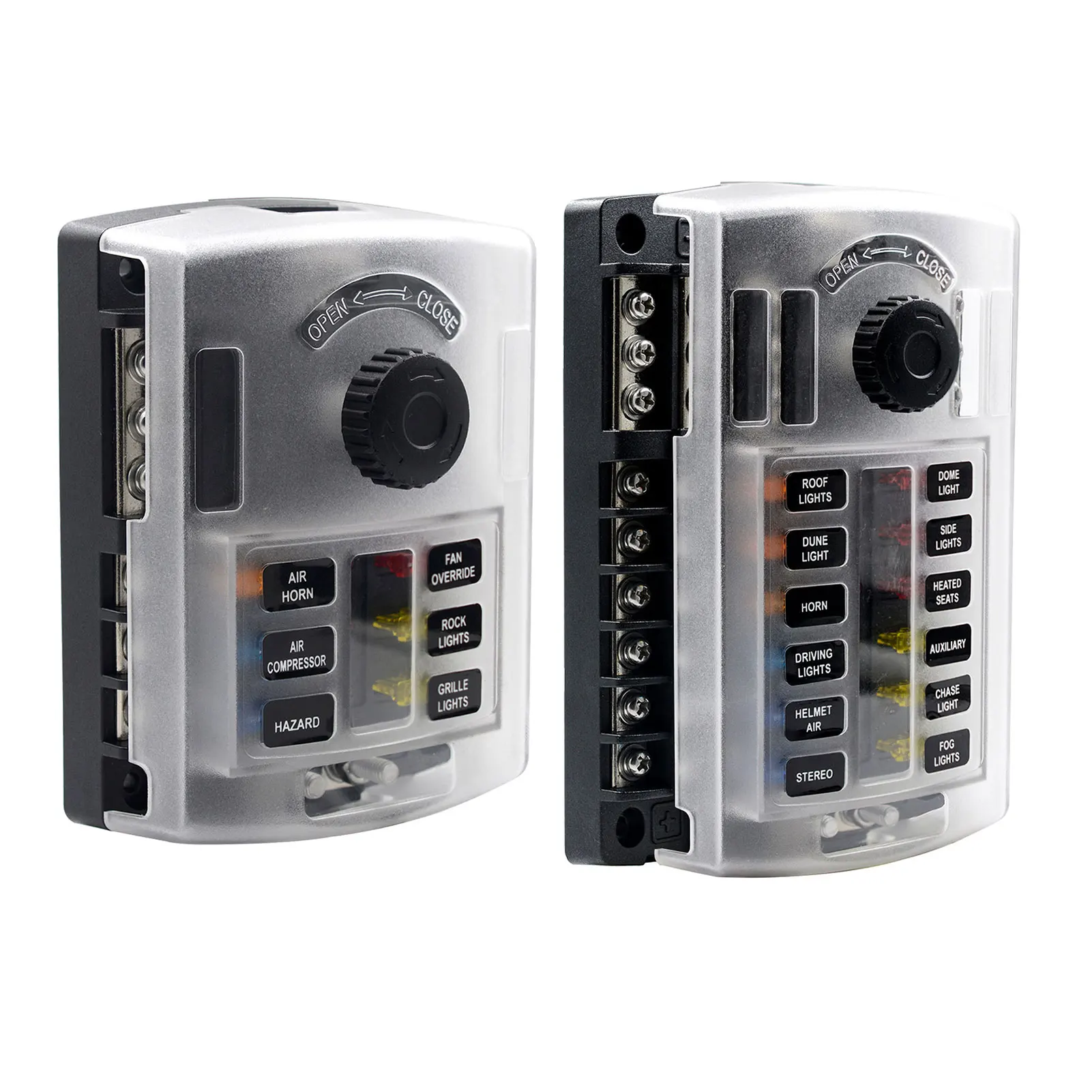 6 Way /12 Way Blade Fuse Box Holder With LED Warning Light 5A/10A/15A/20A Fuses Spade For Car Boat Marine Trike
6 Way /12 Way Blade Fuse Box Holder With LED Warning Light 5A/10A/15A/20A Fuses Spade For Car Boat Marine Trike