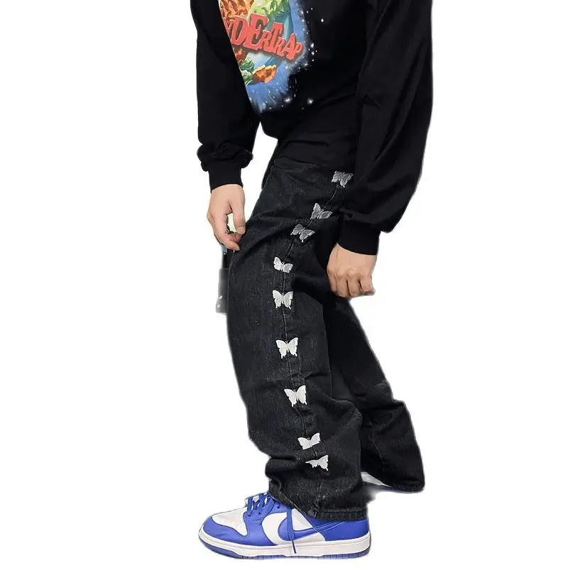 2021 Men's Black Jeans Harajuku Butterfly Embroidery Hip Hop High Street Loose Straight Leg Daddy Pants Man Trousers 2021 9Y5330
2021 Men's Black Jeans Harajuku Butterfly Embroidery Hip Hop High Street Loose Straight Leg Daddy Pants Man Trousers 2021 9Y5330