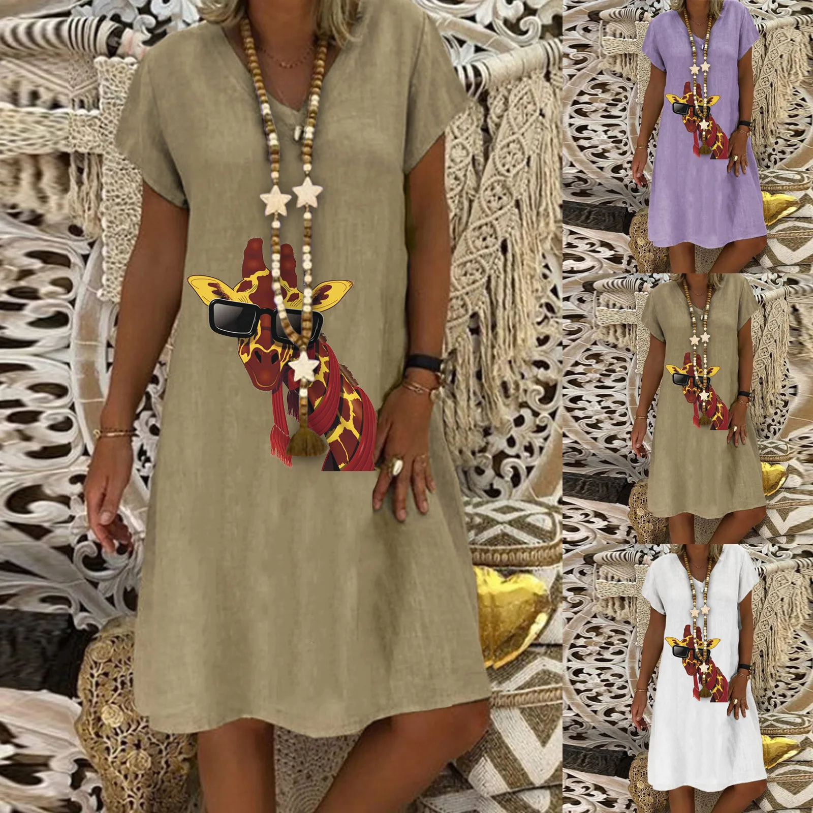 SAGACE Giraffe Print fashion leisure cotton hemp women's dress fashion trend 2021 summer new women's wear платье женское летнее
SAGACE Giraffe Print fashion leisure cotton hemp women's dress fashion trend 2021 summer new women's wear платье женское летнее