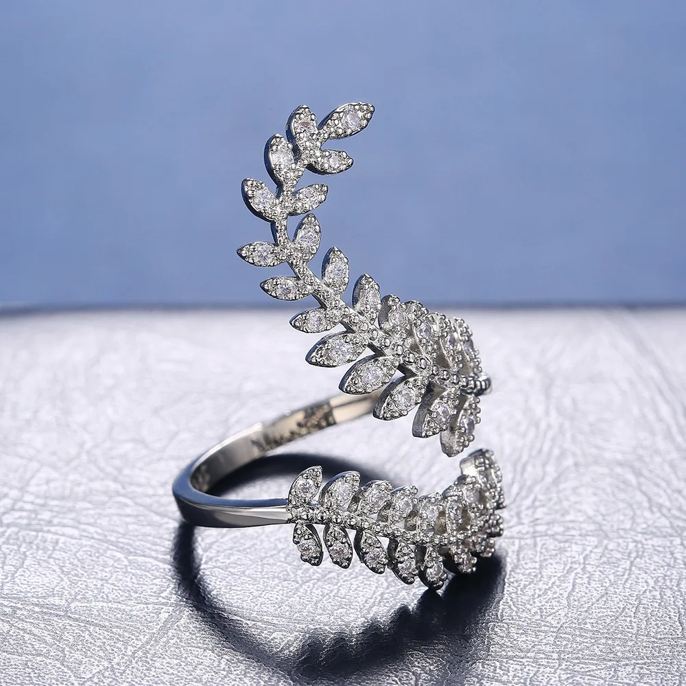 Adjustable Rings for Women Charm Open Long Leaf Ring For Women Silver Color Accessories Jewelry Elegant Zircon Gift Shine rings
Adjustable Rings for Women Charm Open Long Leaf Ring For Women Silver Color Accessories Jewelry Elegant Zircon Gift Shine rings