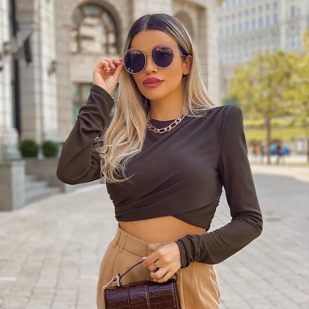 Vintage Solid Cropped Blouse O-neck Folds Corset Spring Summer Long Sleeve Sexy Tops High Street Female Shirts Back Zipper Tops
Vintage Solid Cropped Blouse O-neck Folds Corset Spring Summer Long Sleeve Sexy Tops High Street Female Shirts Back Zipper Tops