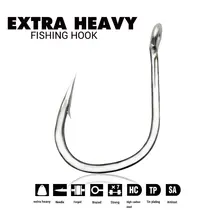 10pcs 13/0-5/0 Big Fishing Hook 7X Jig Hooks High carbon steel boat sea fishing Heavy Duty Circle Eye Fishhooks High Quality