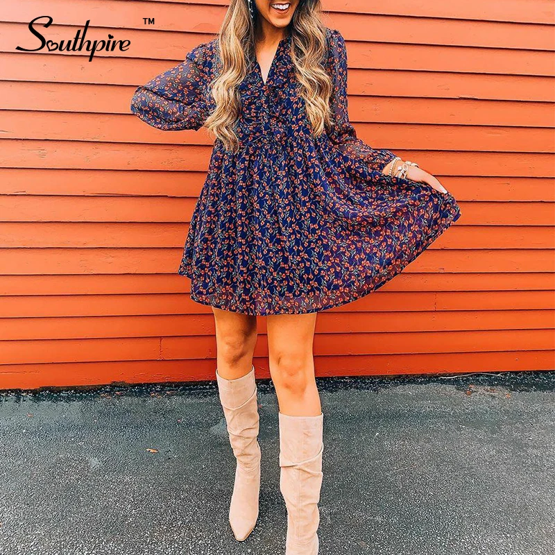 Привлекательное офисное женское платье-трапеция с V-образным вырезом и цветочным принтом, женское элегантное вечернее платье с длинным рук... 
Привлекательное офисное женское платье-трапеция с V-образным вырезом и цветочным принтом, женское элегантное вечернее платье с длинным рук...