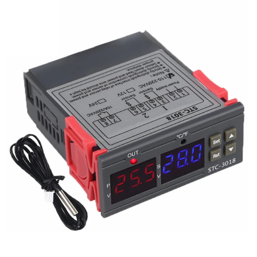 STC-3018 NTC Sensor Digital Temperature Controller Intelligent Temp Control Thermostat for Freezer Fridge Hatching
STC-3018 NTC Sensor Digital Temperature Controller Intelligent Temp Control Thermostat for Freezer Fridge Hatching