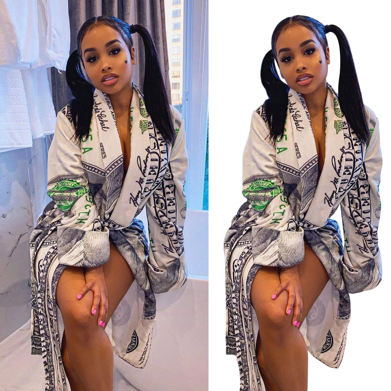 European and American women's fashion personality casual loose print long windbreaker jacket women
European and American women's fashion personality casual loose print long windbreaker jacket women