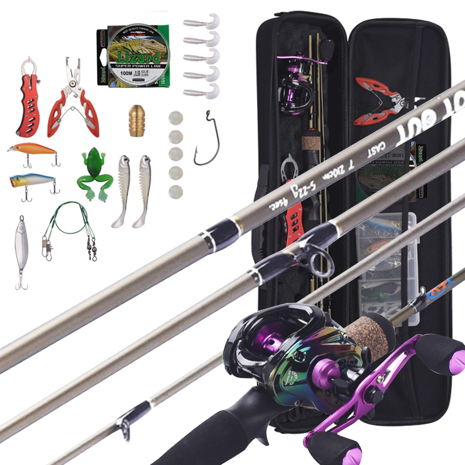 1.8m-2.1m Portable Fishing Rod + Baitcasting Reel Fishing Wheel Hard Soft Lure Line Fishing Tackle Bag Set Kit Portable Fishing
1.8m-2.1m Portable Fishing Rod + Baitcasting Reel Fishing Wheel Hard Soft Lure Line Fishing Tackle Bag Set Kit Portable Fishing