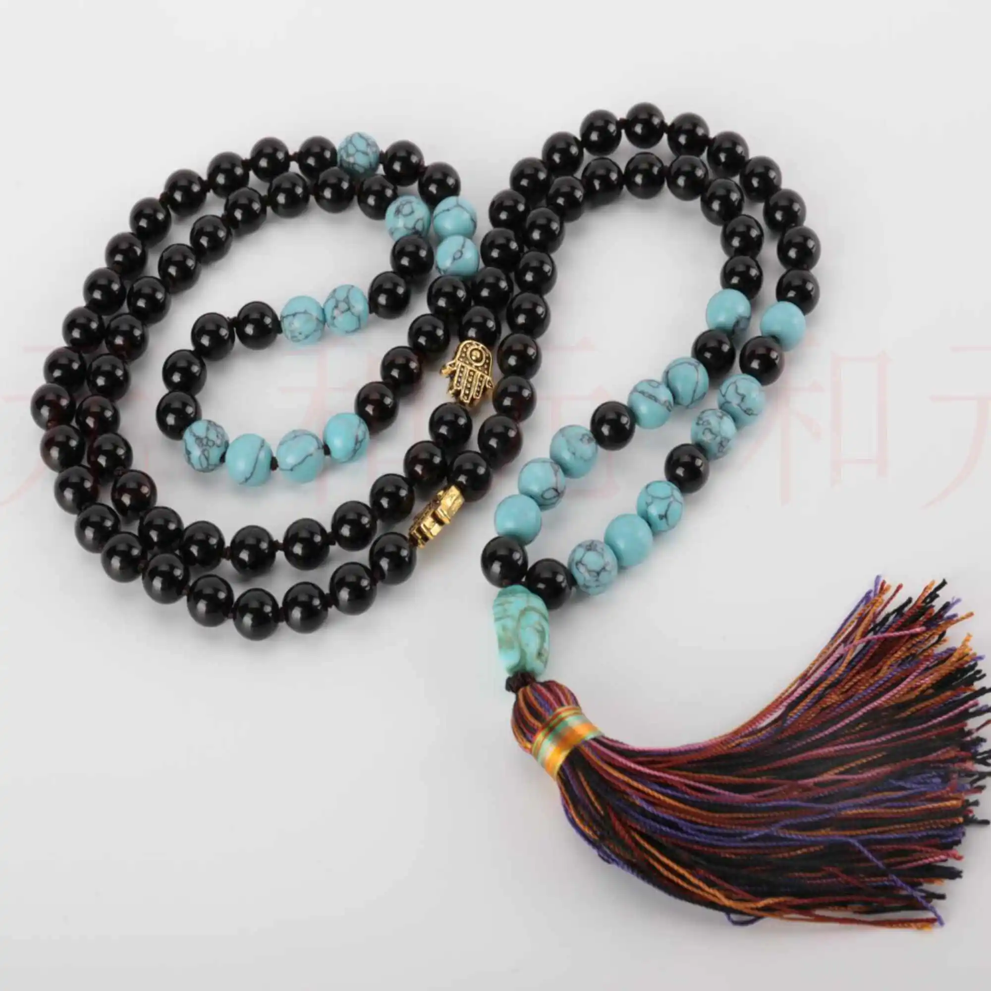 8mm 108 Natural black agate Blue Turquoise knot Necklace Christmas Energy National Style Wrist Restore Bless Chic Chakra
8mm 108 Natural black agate Blue Turquoise knot Necklace Christmas Energy National Style Wrist Restore Bless Chic Chakra