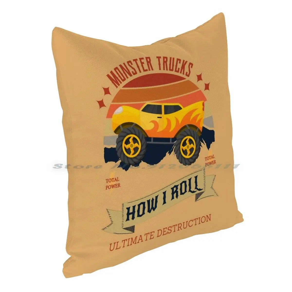 Наволочка на подушку Monster Trucks How I Roll из хлопкового льна Havefun43 Funny Cool.
