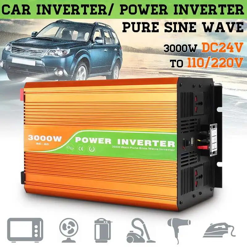 NEW Pure Sine Wave Inverter DC 12V 24V To AC 110V/220V Voltage 3000W Transformer Power Converter 60HZ Solar Car Inverte
NEW Pure Sine Wave Inverter DC 12V 24V To AC 110V/220V Voltage 3000W Transformer Power Converter 60HZ Solar Car Inverte