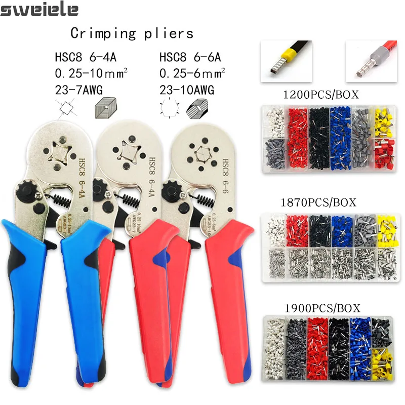 Tubular Terminal Crimping Tools HSC8 6-6A Pliers For 0.25-6mm2 23-10AWG Terminals High Precision Electrical Pliers Clamp Sets
Tubular Terminal Crimping Tools HSC8 6-6A Pliers For 0.25-6mm2 23-10AWG Terminals High Precision Electrical Pliers Clamp Sets