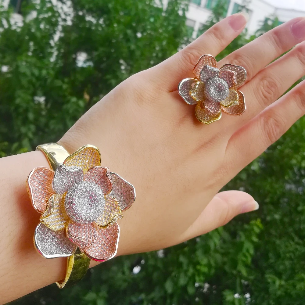 missvikki Gorgeous Super Luxury Noble 2 PCS Shiny Big Flower Bangle Ring Set for Women Bridal Wedding Daily Dubai Morocco 2020
missvikki Gorgeous Super Luxury Noble 2 PCS Shiny Big Flower Bangle Ring Set for Women Bridal Wedding Daily Dubai Morocco 2020