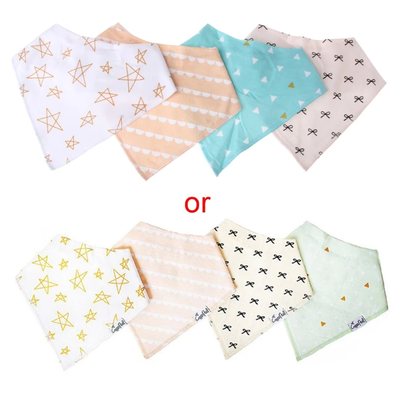 4Pcs Kids Baby Bibs For Boy&Girl Burp Cloths Waterproof Dribble Bibs Bandanas 97BE