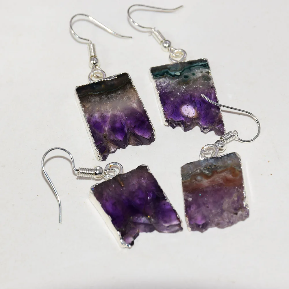 Natural Purple Stone Crystal Geode Druzy dangle earrings for women rectangle cute vintage jewelry 2023 silver plating slice 5pc
Natural Purple Stone Crystal Geode Druzy dangle earrings for women rectangle cute vintage jewelry 2023 silver plating slice 5pc