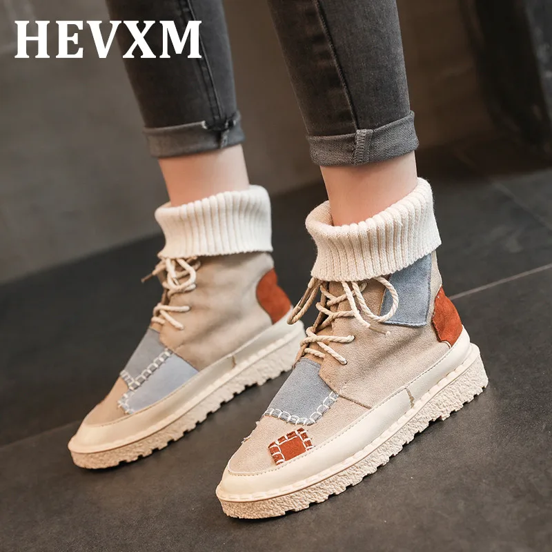 HEVXM 2019 Autumn and winter explosions suede canvas color matching wild high-top Wool mouthboots Add cotton women shoes 34-43
HEVXM 2019 Autumn and winter explosions suede canvas color matching wild high-top Wool mouthboots Add cotton women shoes 34-43