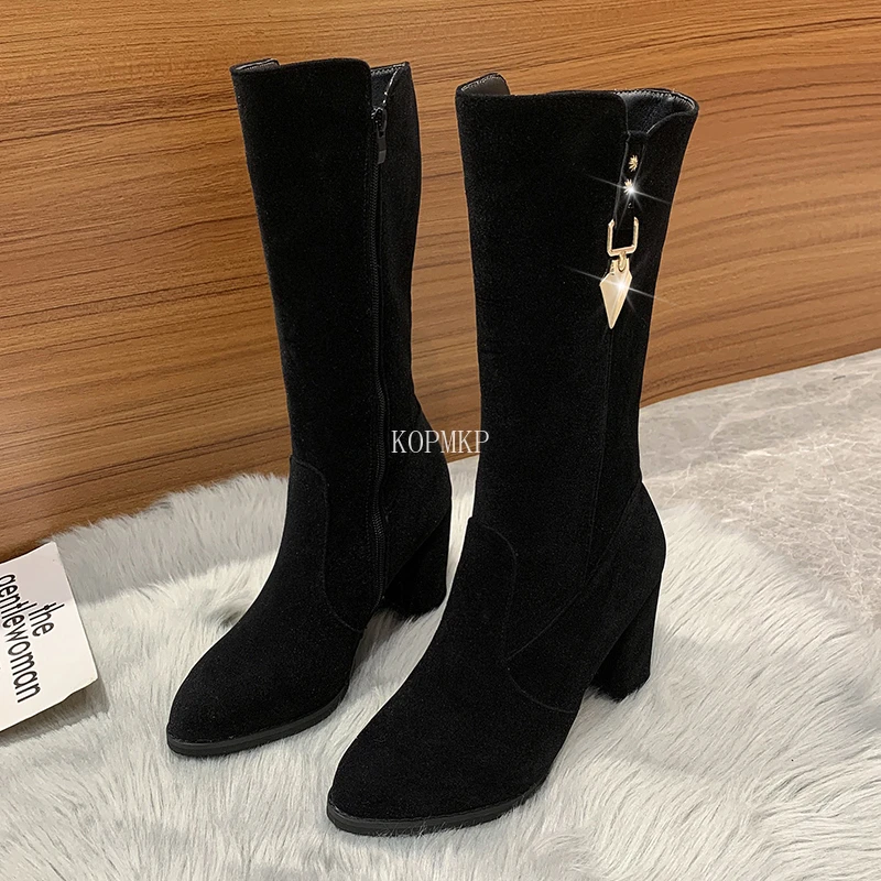 2022 Women Mid Calf Boots Flock Pointed Toe Knee High Pull on Boots Ladies Fashion Leather Square Heel Snow Boots Botas Mujer 43
2022 Women Mid Calf Boots Flock Pointed Toe Knee High Pull on Boots Ladies Fashion Leather Square Heel Snow Boots Botas Mujer 43