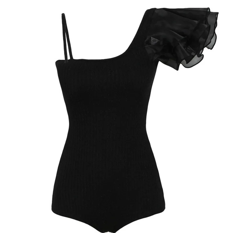 

Swimsuit One Piece Monokini For Girl Swimsuits Women New Female Sexy Black Spandex Solid Women's Swimwear Swim Wear