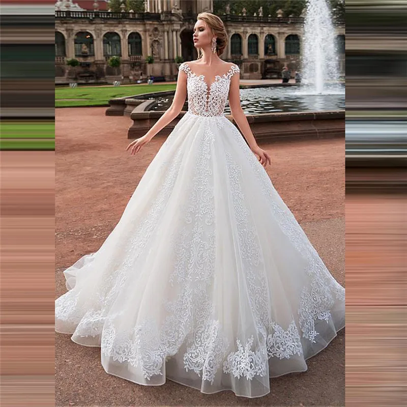Sheer Short Sleeves Lace Appliques Wedding Dress 2021 Custom Made Bridal Gowns Spring Bride Wedding Wear Princess Fashion
Sheer Short Sleeves Lace Appliques Wedding Dress 2021 Custom Made Bridal Gowns Spring Bride Wedding Wear Princess Fashion