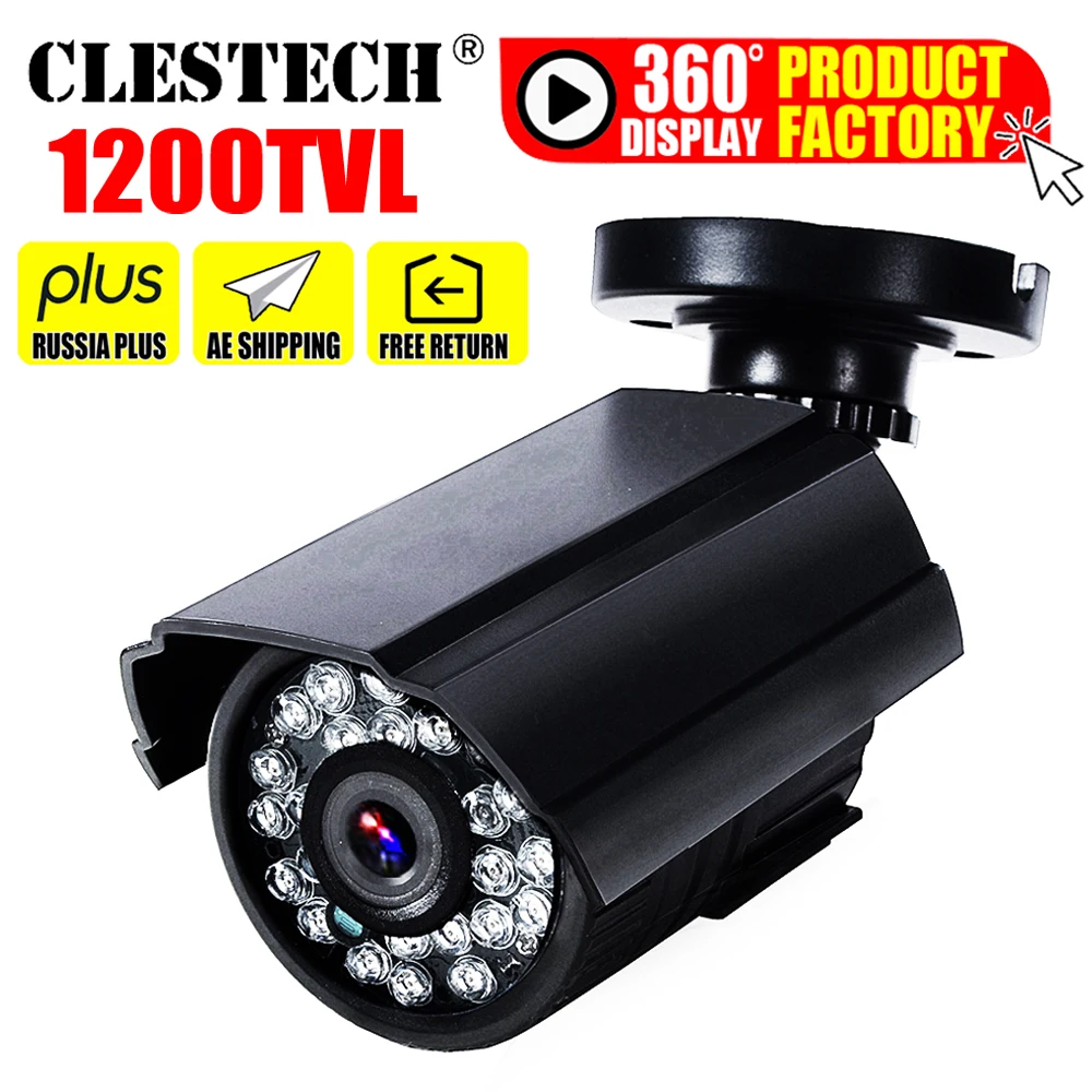 

Mini HD Cctv Camera CMOS 1200TVL in/Outdoor Waterproof IP66 IR Night Vision Analog color home monitoring security Have bracket