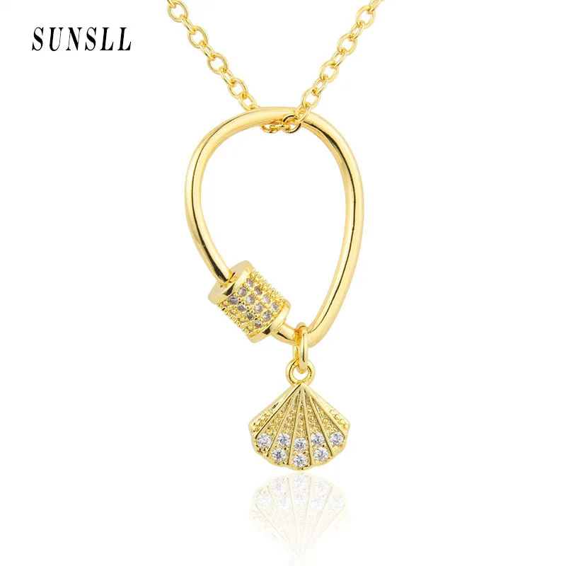 SUNSLL New Arrived Gold-plated Copper Pendant Inlaid With Zircon Shell Drop Fashion Necklace Jewelry Gift
SUNSLL New Arrived Gold-plated Copper Pendant Inlaid With Zircon Shell Drop Fashion Necklace Jewelry Gift