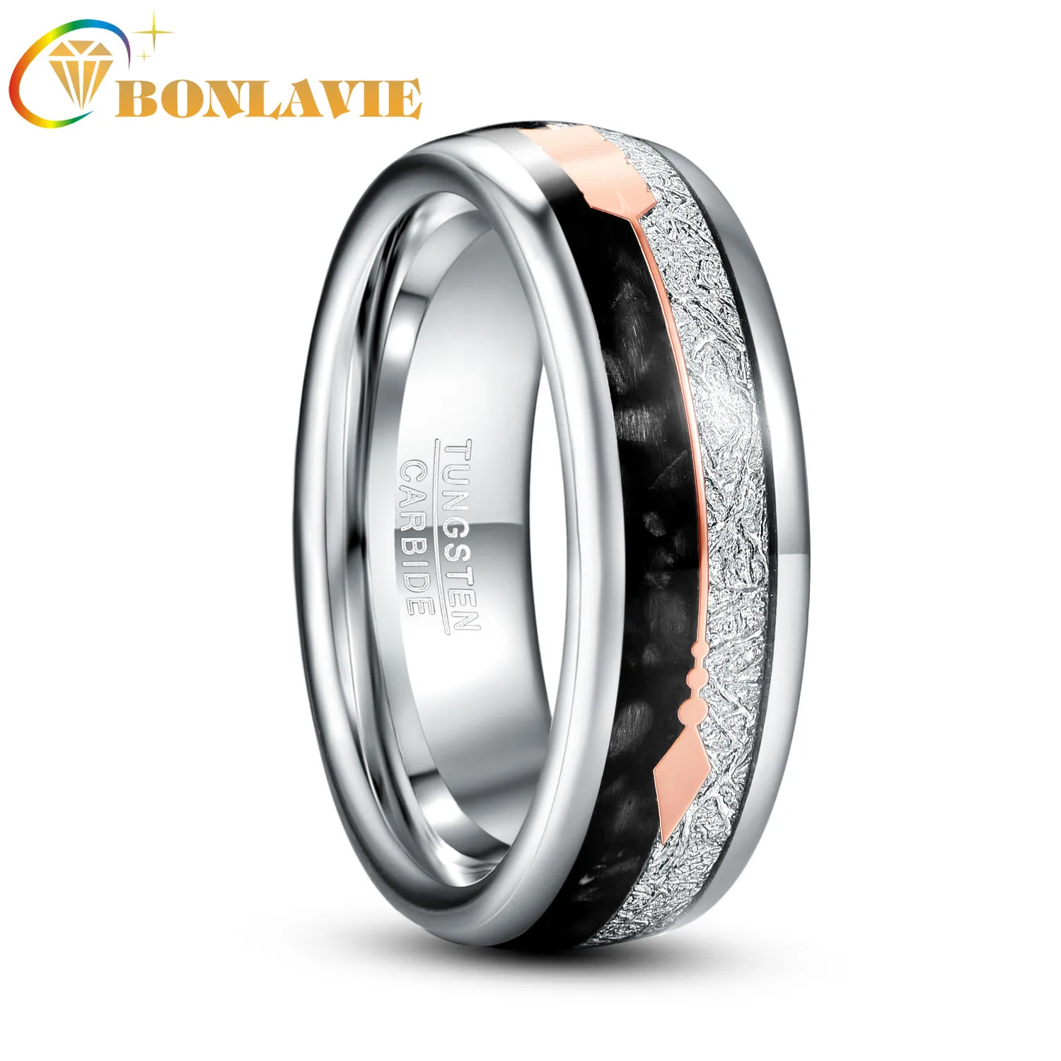 BONLAVIE 8MM Inlaid Meteorite Black Agate Steel Tungsten Steel Ring Tungsten Carbide Men Ring Wedding Bands
BONLAVIE 8MM Inlaid Meteorite Black Agate Steel Tungsten Steel Ring Tungsten Carbide Men Ring Wedding Bands