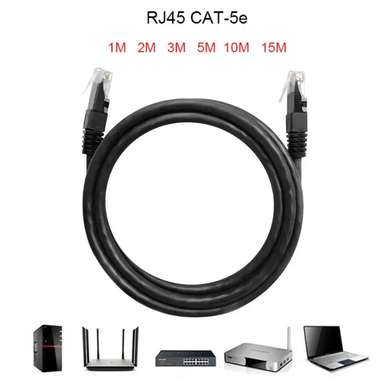 Ethernet Cable 1M 2M 3M 5M Cable CAT-5e RJ45 Patch LAN Cable Router Computer Cables Extender Black Cable Connector
Ethernet Cable 1M 2M 3M 5M Cable CAT-5e RJ45 Patch LAN Cable Router Computer Cables Extender Black Cable Connector