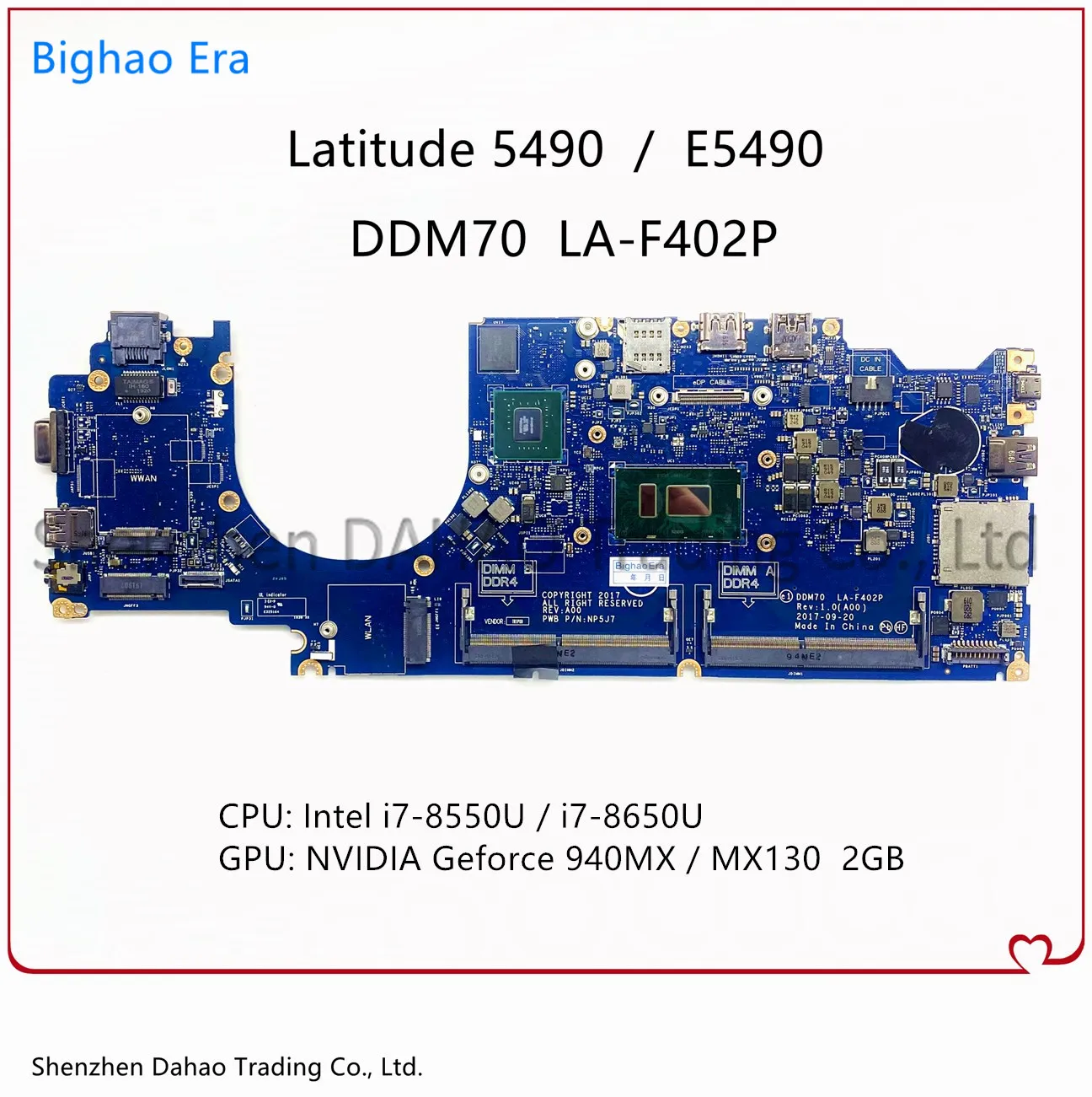CN-0NFW3V 0NFW3V 0F84M1 08H7GW For Dell Latitude 5490 E5490 Laptop Motherboard With i7-8650U CPU 2G-GPU DDM70 LA-F402P Mainboard
CN-0NFW3V 0NFW3V 0F84M1 08H7GW For Dell Latitude 5490 E5490 Laptop Motherboard With i7-8650U CPU 2G-GPU DDM70 LA-F402P Mainboard