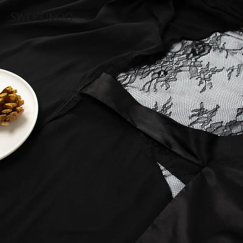 Black Patchwork Lace Pajamas Satin Home Robe Women Long Sleeve Bride Robe Female Autumn Sexy Nightwear Winter Dropshipping
Black Patchwork Lace Pajamas Satin Home Robe Women Long Sleeve Bride Robe Female Autumn Sexy Nightwear Winter Dropshipping