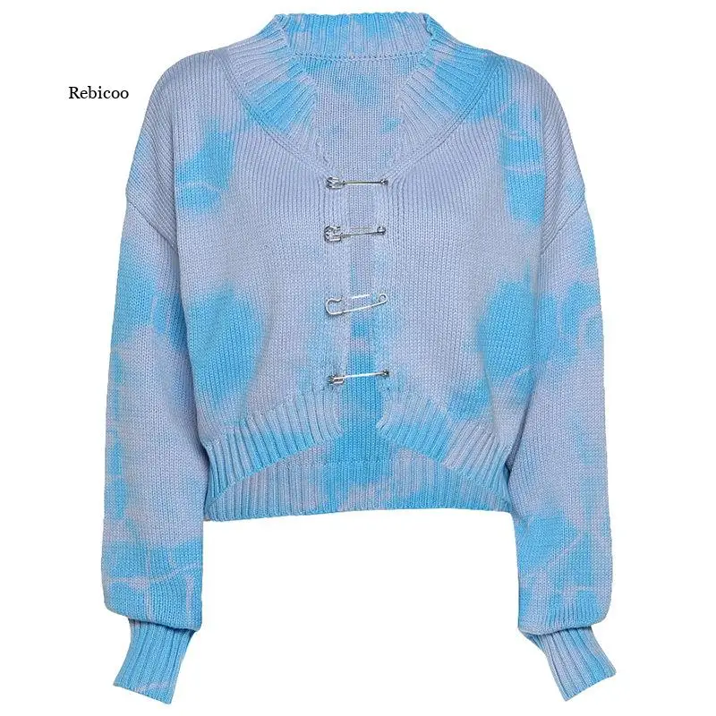 Sexy Club Tie-Dye Hollow Out Loose Crop Sweaters Women 2021 Autumn Fashion Casual Long Sleeve Breastpin Button Knitwear
Sexy Club Tie-Dye Hollow Out Loose Crop Sweaters Women 2021 Autumn Fashion Casual Long Sleeve Breastpin Button Knitwear