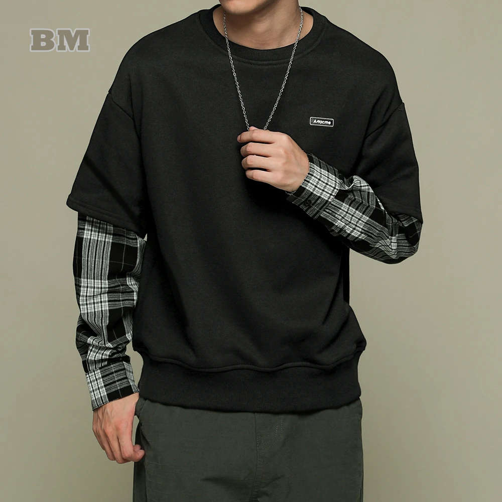 Spring Autumn Japanese Streetwear Retro Patchwork Fake Two Piece Round Neck Pullover Korean Casual Sweatshirt Harajuku Coat Men
Spring Autumn Japanese Streetwear Retro Patchwork Fake Two Piece Round Neck Pullover Korean Casual Sweatshirt Harajuku Coat Men