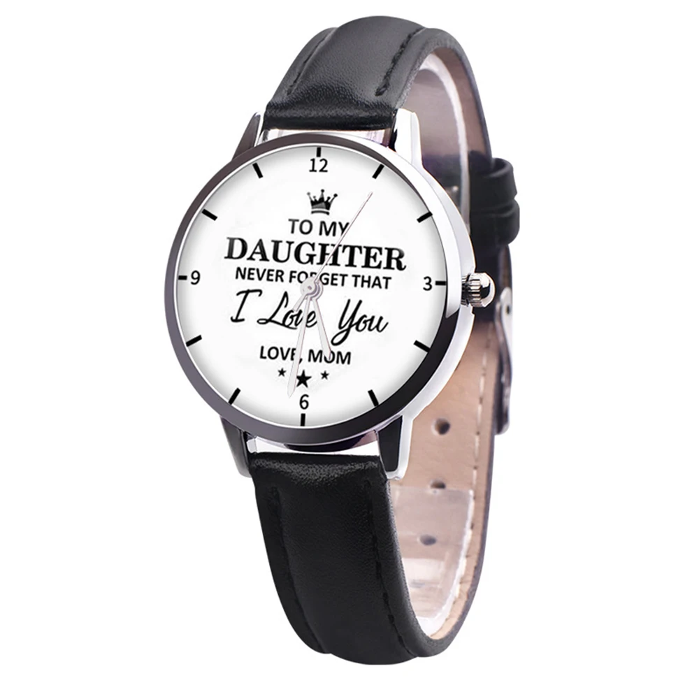 

Newly To My Daughter Personalized Watch Quartz with Faux Leather Strap Gift from Mom DO99