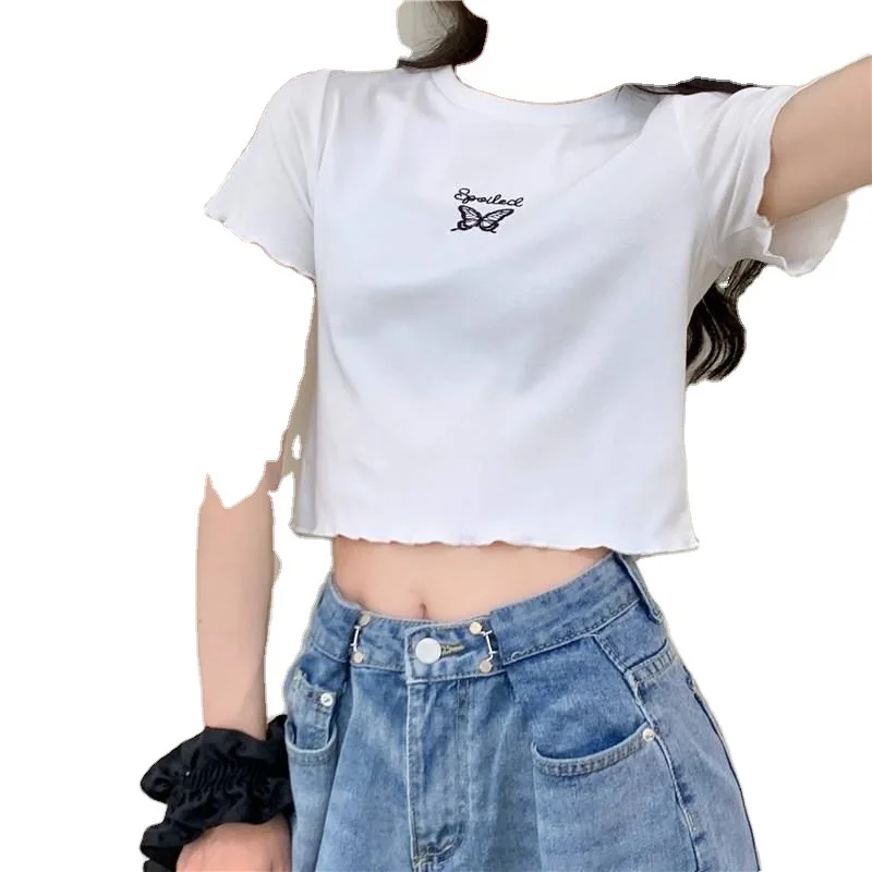 Summer Purple Cute Butterfly Print Crop Tops Women Fashion High Street Casual Tees Basic Slim Short Sleeve Fashion Tshirt Womens
Summer Purple Cute Butterfly Print Crop Tops Women Fashion High Street Casual Tees Basic Slim Short Sleeve Fashion Tshirt Womens