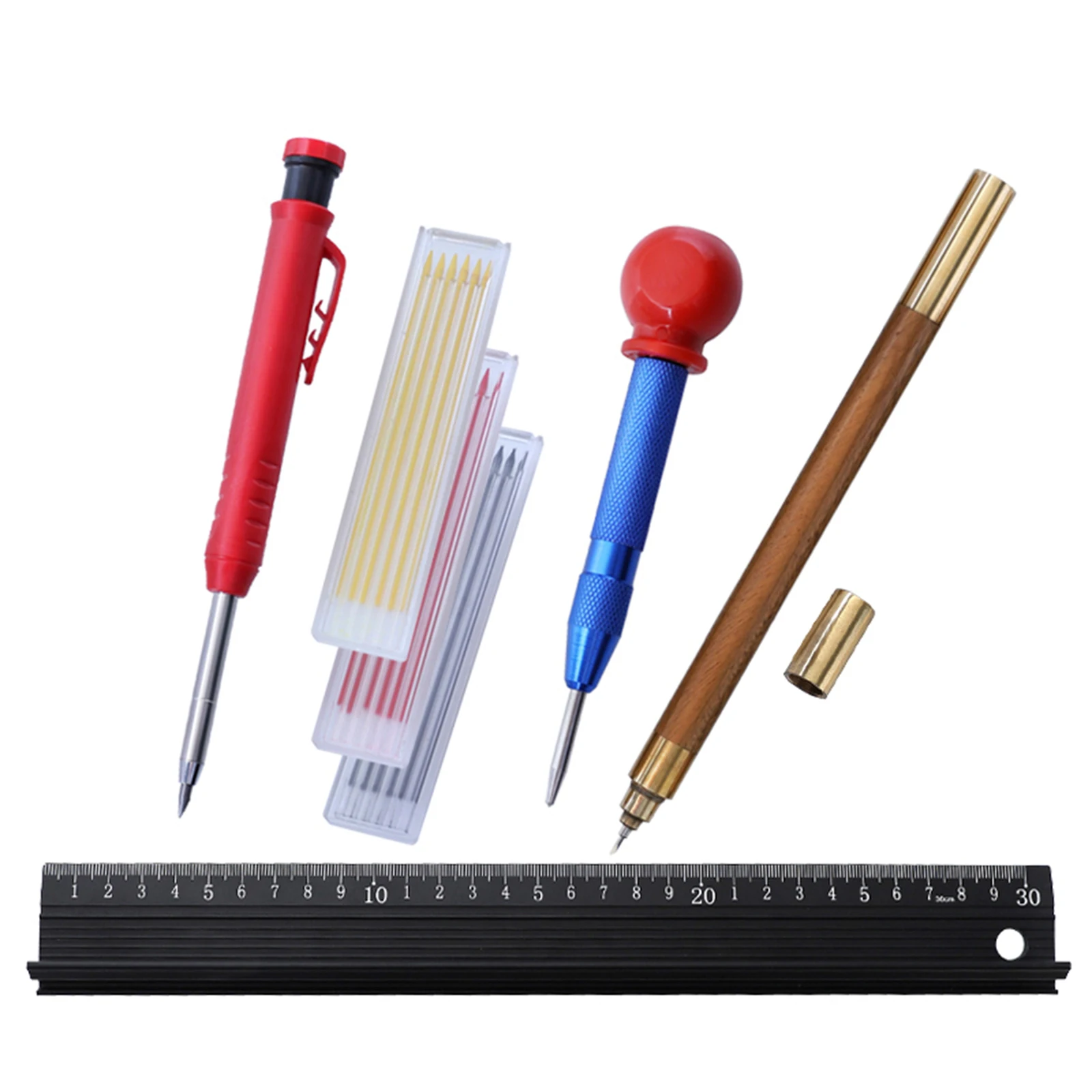 Woodworking Tool Set 1pc Line Drawing Pen With 3 Boxes Of Refills 1pc Metal Carving Pen Center Punch And Ruler Marking Tool
Woodworking Tool Set 1pc Line Drawing Pen With 3 Boxes Of Refills 1pc Metal Carving Pen Center Punch And Ruler Marking Tool