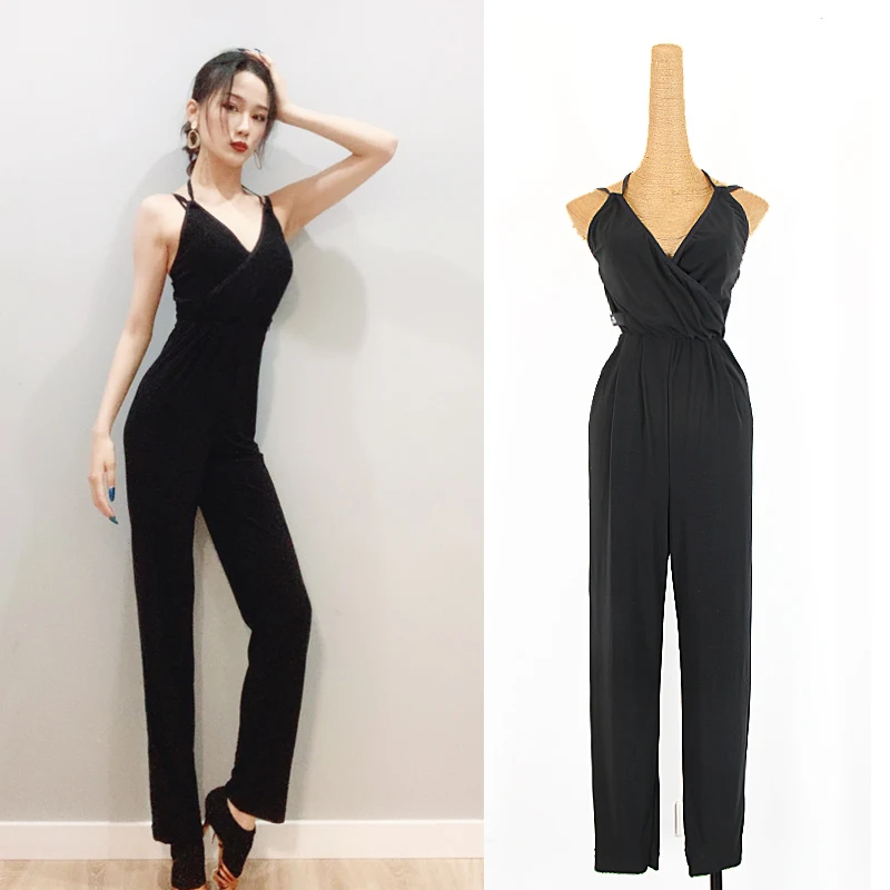Latin Dance Pants For Women Sling Black One-Piece Female Latin Dance Practice Suit Tango Jumpsuit Rumba Dance Costumes DQL3453
Latin Dance Pants For Women Sling Black One-Piece Female Latin Dance Practice Suit Tango Jumpsuit Rumba Dance Costumes DQL3453